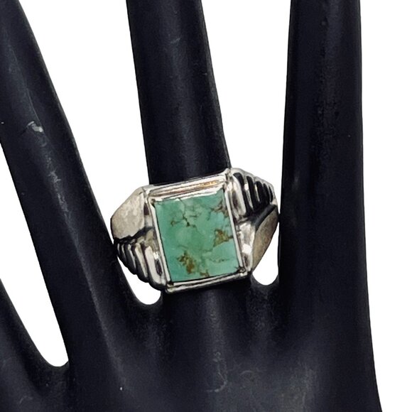 Vintage Clark and Coombs Sterling Silver Turquoise Men’s Ring (R359) - Picture 2 of 7